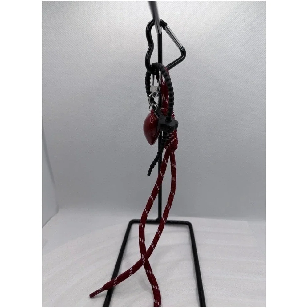 Heart Charm Rope‎ Keychain Carabiner Clip Red Black Lanyard NWT